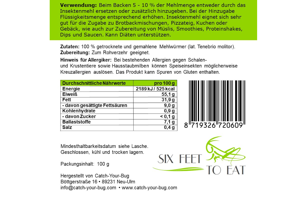 Mehlwurmmehl für den menschlichen Verzehr