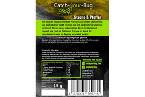 Insektensnack - Zitrone & Pfeffer, geröstete Heimchen, 15 g