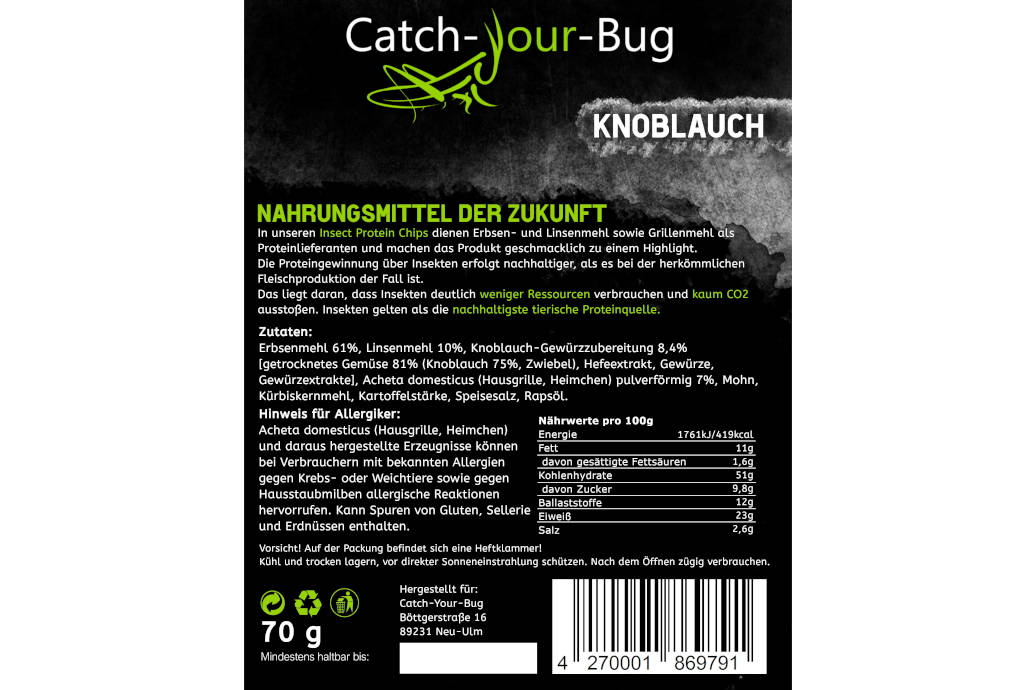 Nährwerte der Chips mit Insektenprotein